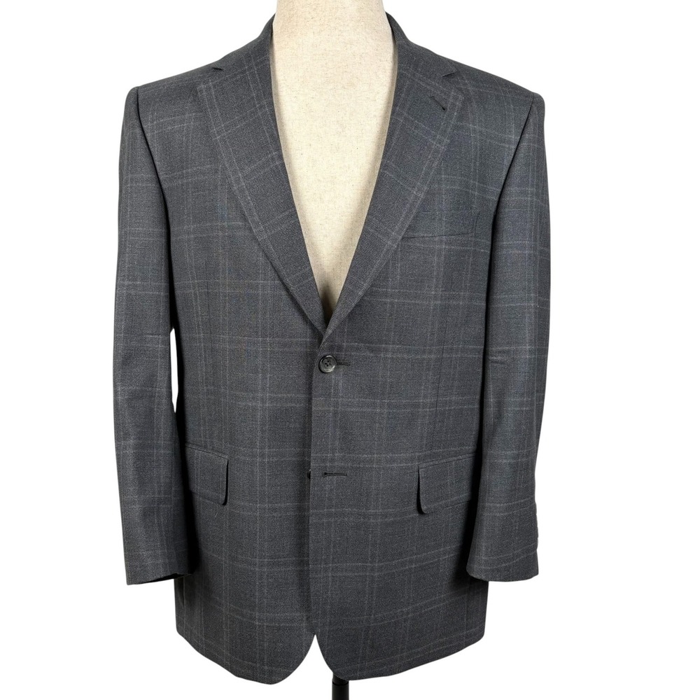 Jos A Bank Signature Collection Wool Blazer Mens 40 S Gray Plaid Sport Coat